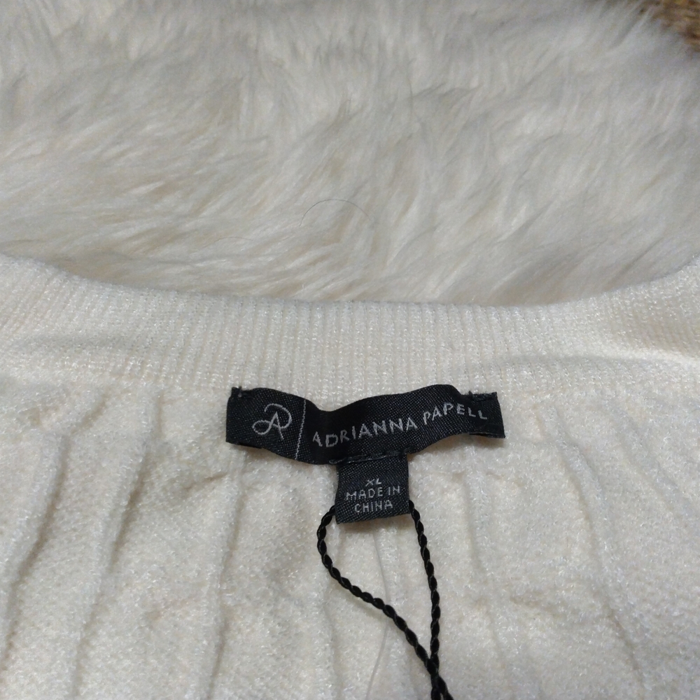 Adrianna Papell Winter White Cardigan with Pearl Accents NWT Size XL - Picture 6 of 11